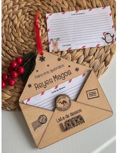 Sobre de madera con carta para los Reyes Magos