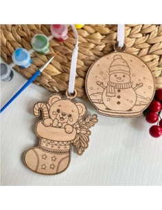 Bolas de Navidad de madera para colorear