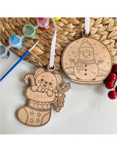 Bolas de Navidad de madera para colorear