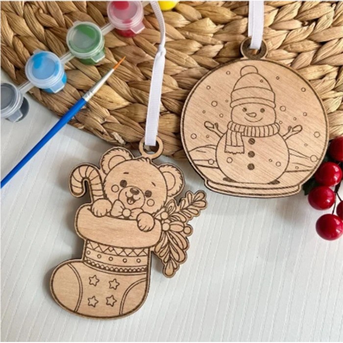 Bolas de Navidad de madera para colorear