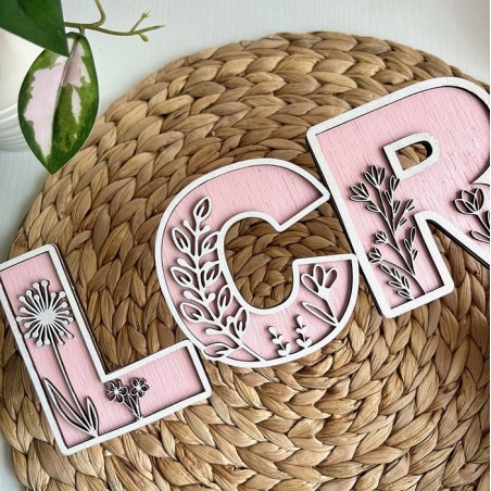 Letras flor madera