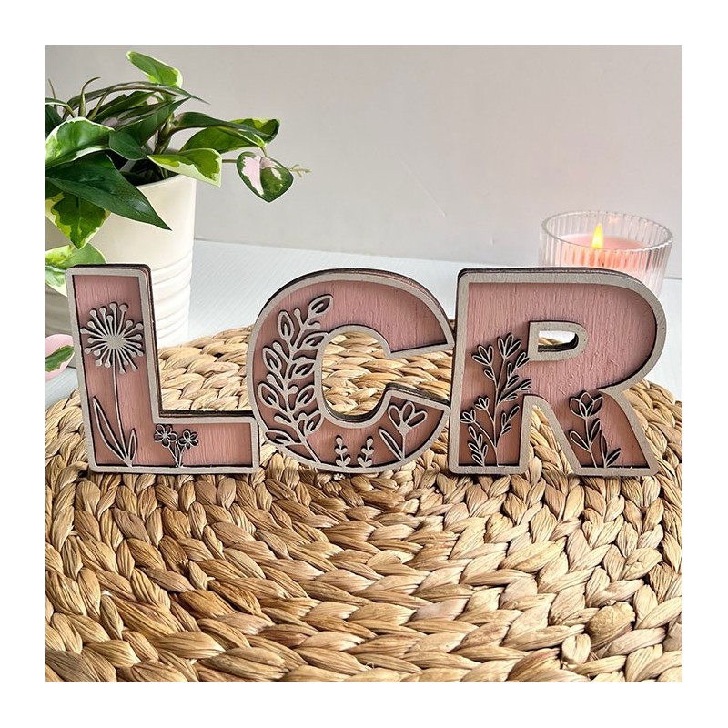 Letras flor madera