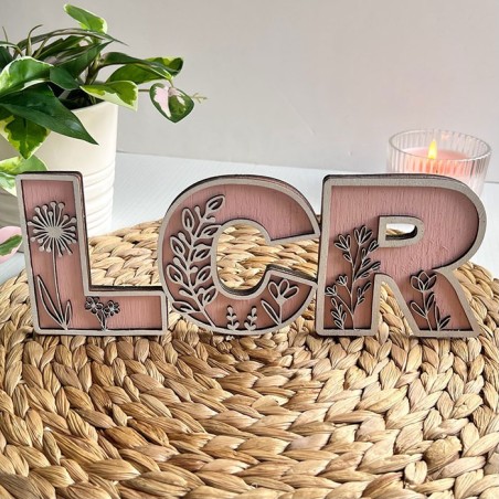 Letras flor madera
