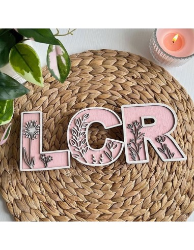 Letras flor madera