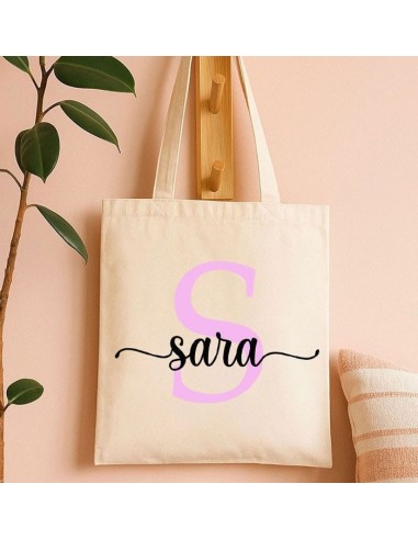 Totebag beige inicial y nombre